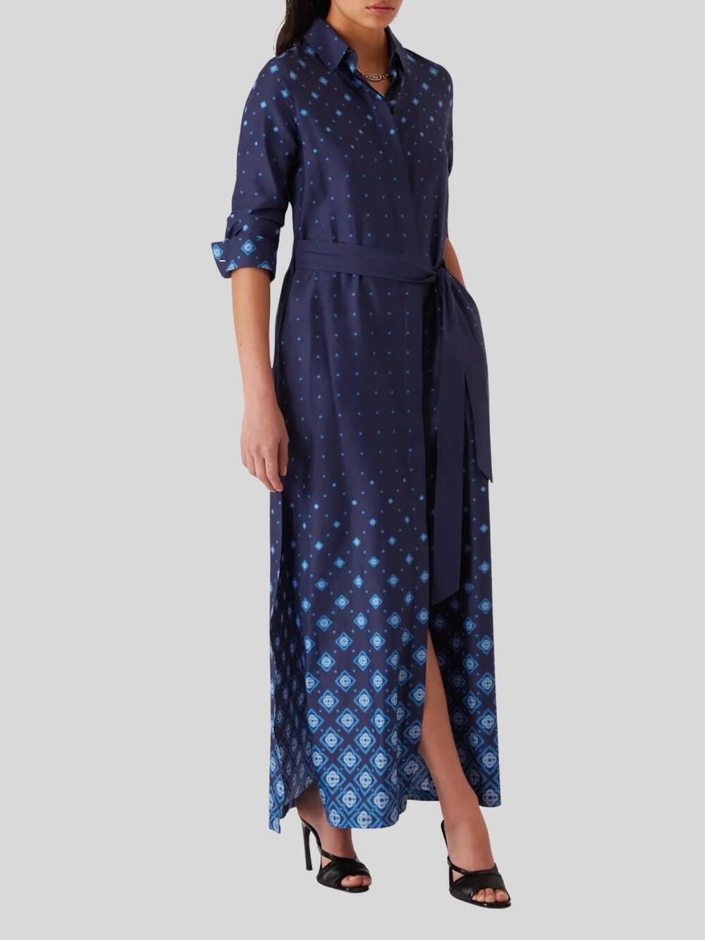NEW CASABLANCA gradient silk shirt dress in blue